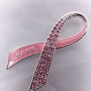 Pink Hope Sparkling Ribbon Pin